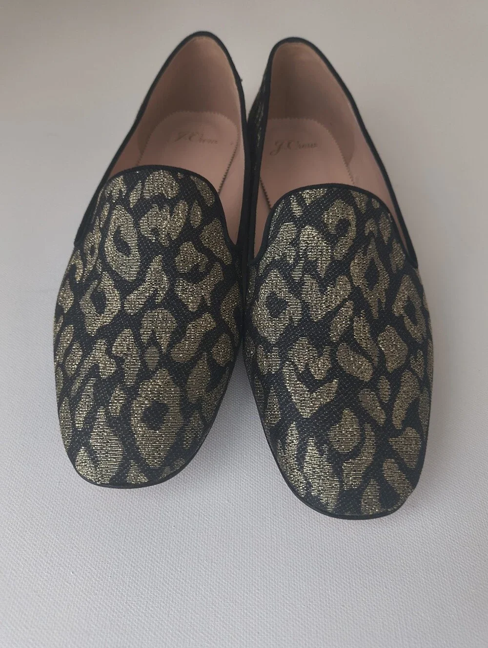 J.Crew Gold Leopard Print Flat Loafers - Women